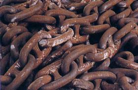 Offshore mooring chain close-up